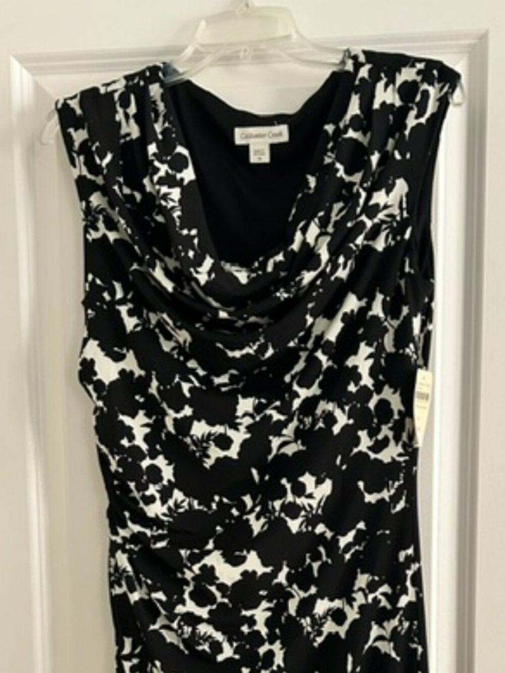 NWT Coldwater Creek Black White Floral Sheath Dress, Size 10